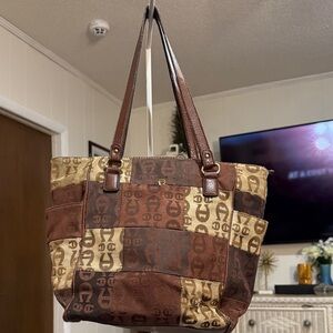Etienne Aigner Brown Patchwork Tote